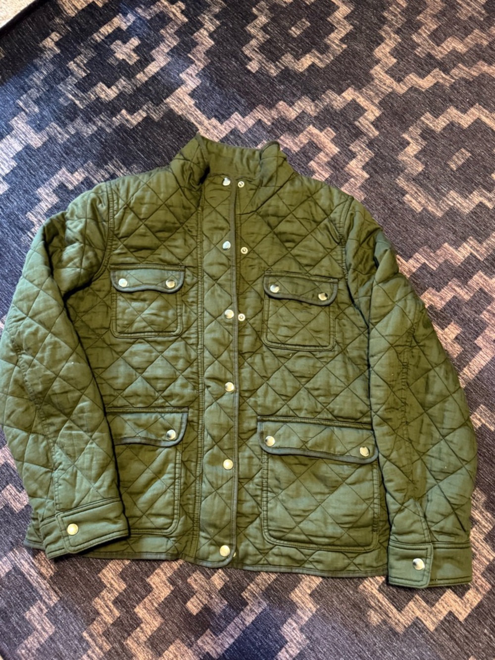 J. Crew Quilted Field Jacket in Olive